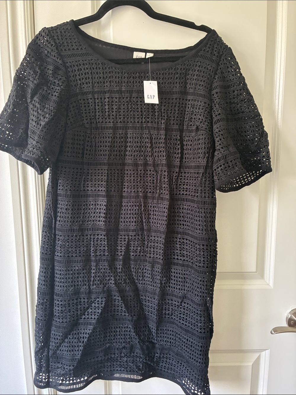 GAP Black Crochet lined Shift Dress